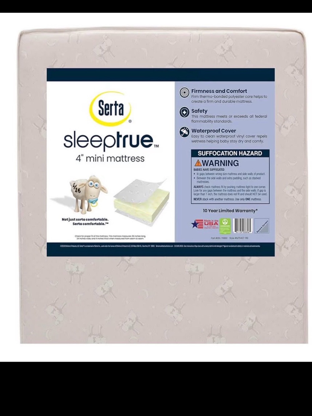 SleepTrue 4" Mini Mattress Cover - Beige